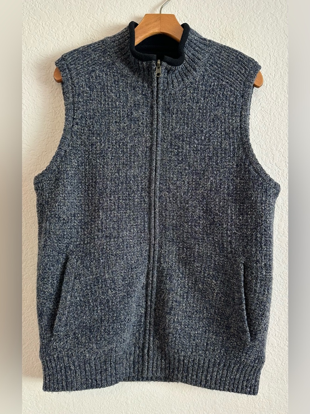 Pendleton Wool Vest Mens S Shetland Full Zip Fleece Lined Marled Gray Heritage